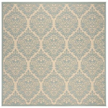 Safavieh 6 ft. 7 in. x 6 ft. 7 in. Square Linden 100 Contemporary Area Rug - Cream & Aqua LND135L-6SQ